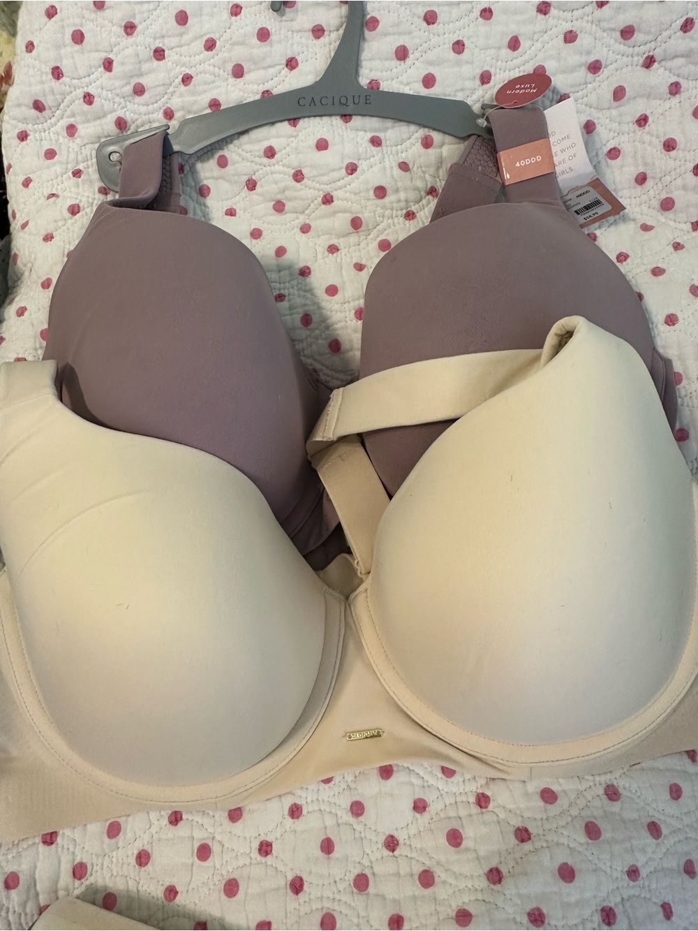 Cacique Women’s Smooth T-Shirt Bra - Mauve & Cream